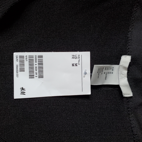 H&M black crossover bodycon dress sz Medium - Picture 6 of 10